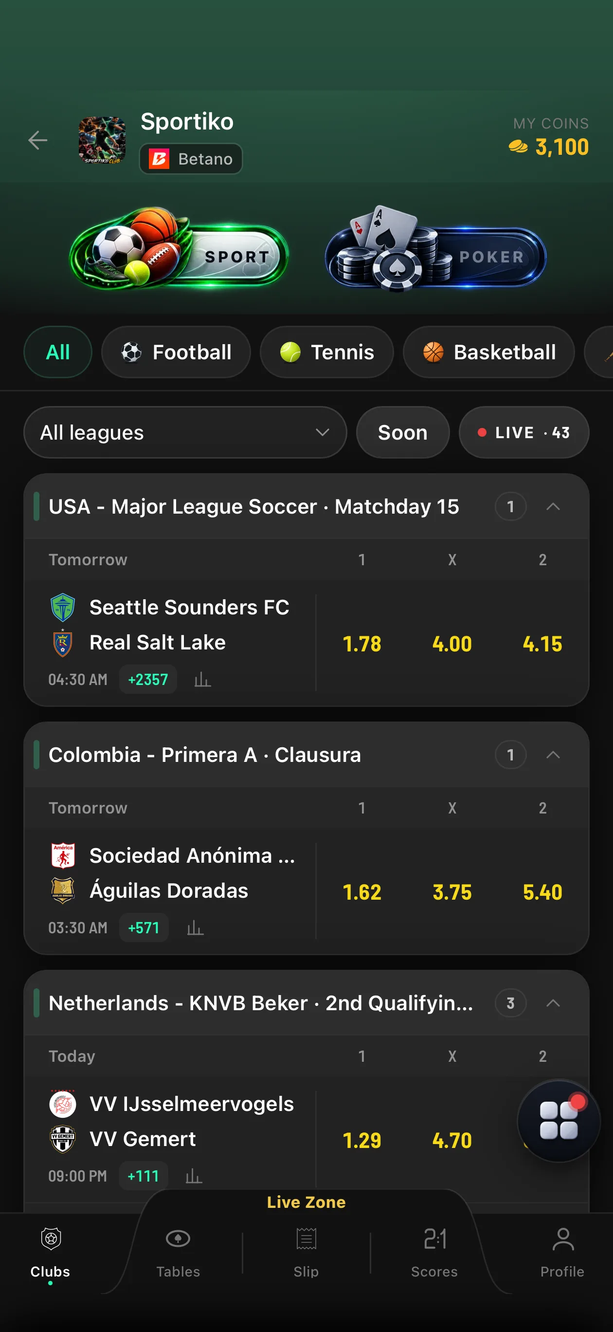 Sportiko app — Run the Game