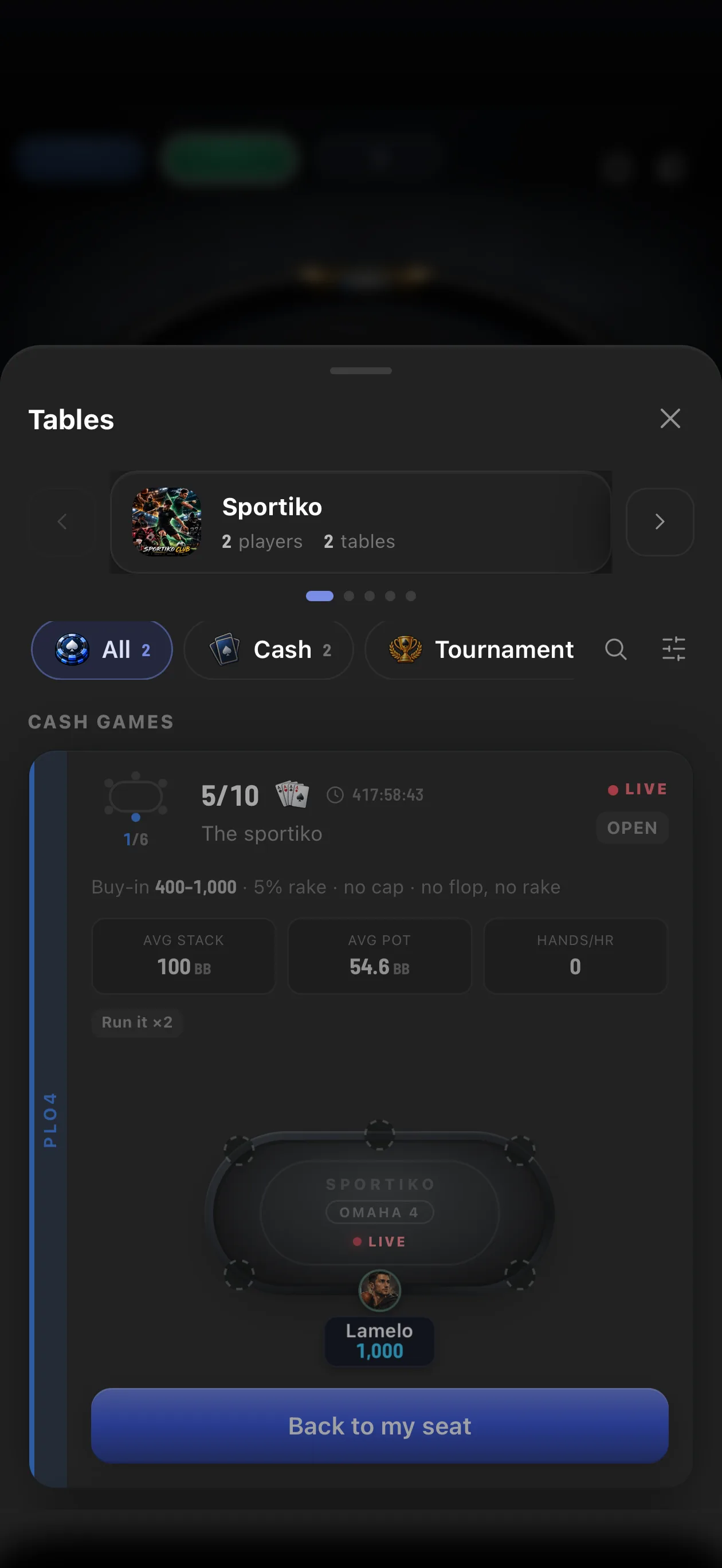 Sportiko — Tables lobby